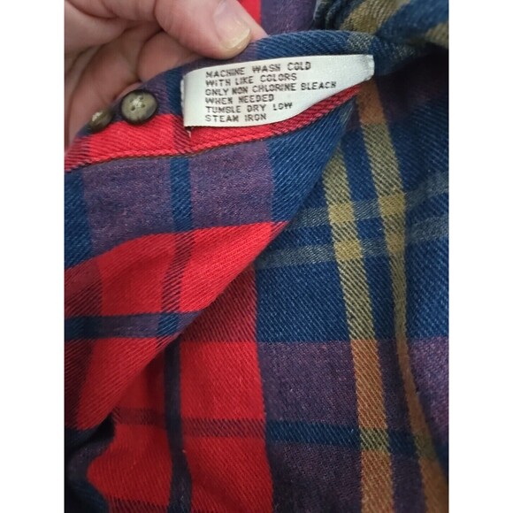 John Ashford Sport Mens Plaid Flannel Button Up Long Sleeve‎ Shirt Medium - Picture 7 of 7